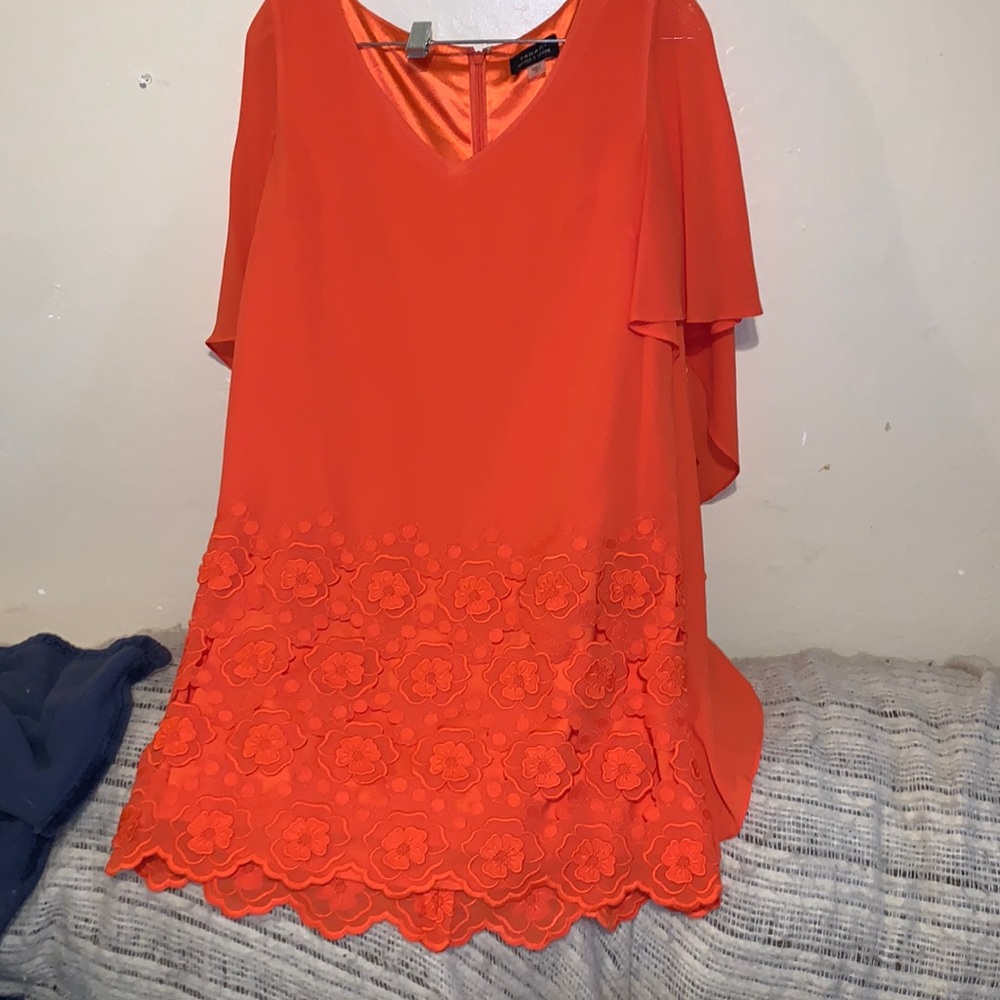 Tahari Asl Arthur S Levine Orange Floral Dress